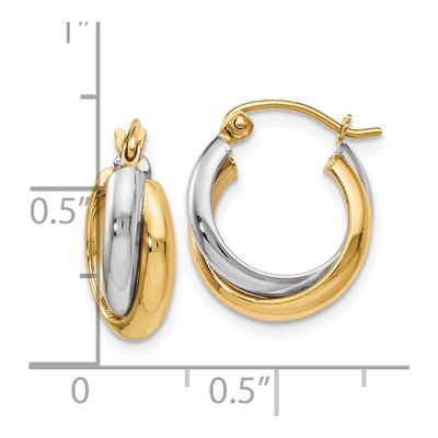 10K Two-Tone Gold 14mm Hoop Earrings – view 5