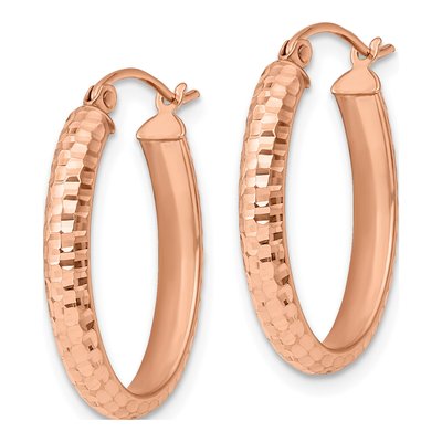 10K Rose Gold 23mm Oval Hoop Earrings – view 3