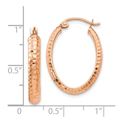10K Rose Gold 23mm Oval Hoop Earrings – view 5