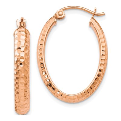 10K Rose Gold 23mm Oval Hoop Earrings
