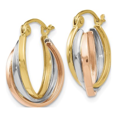 10K Tri-Color Gold 22mm Hoop Earrings – view 3