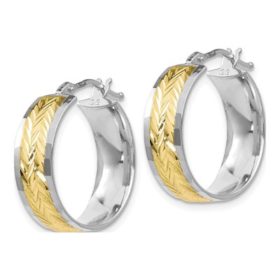 10K Yellow Gold 18mm Diamond-Cut Hoop Earrings – view 3