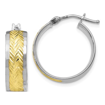 10K Yellow Gold 18mm Diamond-Cut Hoop Earrings