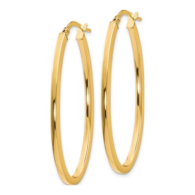 10K Yellow Gold Oval Hoop Earrings – view 3