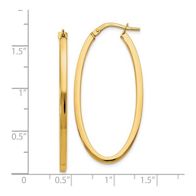 10K Yellow Gold Oval Hoop Earrings – view 5