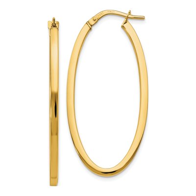 10K Yellow Gold Oval Hoop Earrings