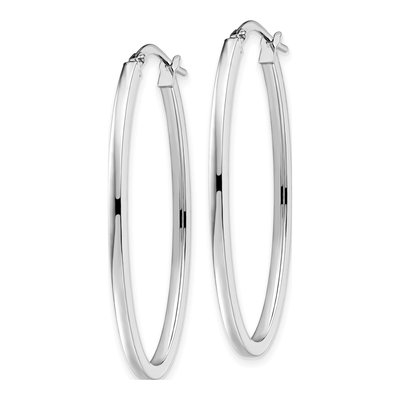 10K White Gold Oval Hoop Earrings – view 3
