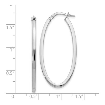 10K White Gold Oval Hoop Earrings – view 4