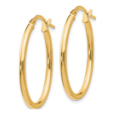 10K Yellow Gold Oval Hoop Earrings – view 3