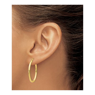 10K Yellow Gold Oval Hoop Earrings – view 4