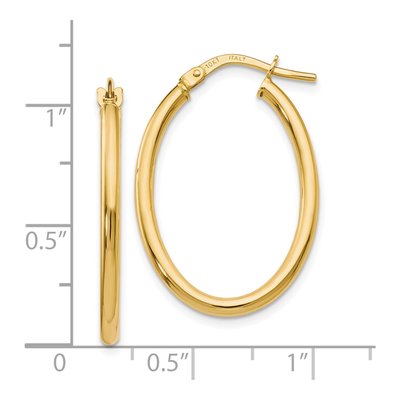 10K Yellow Gold Oval Hoop Earrings – view 5