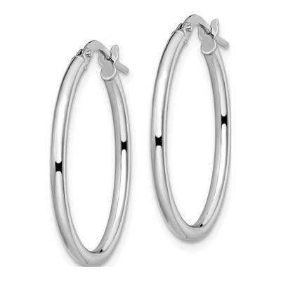 10K White Gold Oval Hoop Earrings – view 3