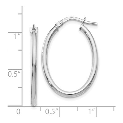 10K White Gold Oval Hoop Earrings – view 4