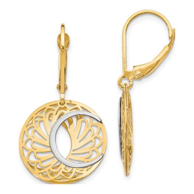 10K Two-Tone Gold Leverback Earrings