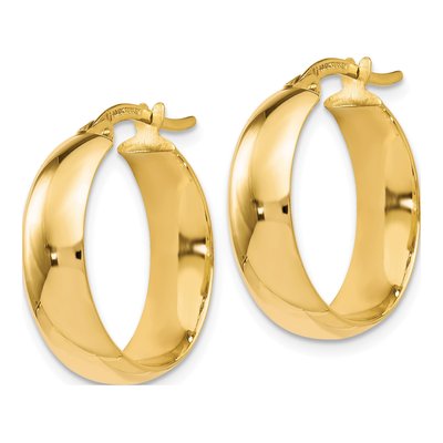 10K Yellow Gold Polished Hinged Hoop Earrings – view 3