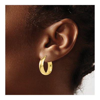 10K Yellow Gold Polished Hinged Hoop Earrings – view 4