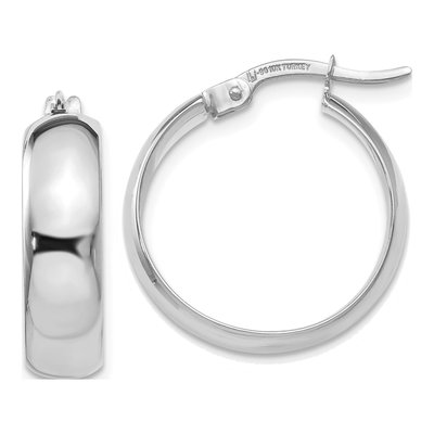 10K White Gold 19mm Hoop Earrings