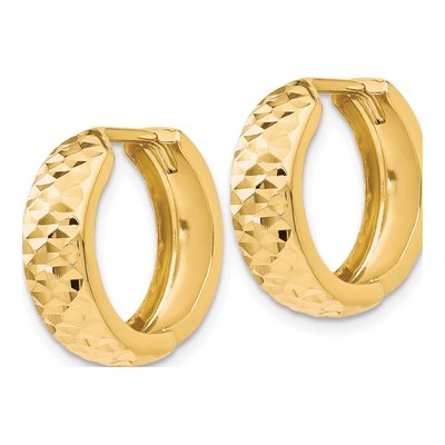10K Yellow Gold 16mm Diamond-Cut Huggie Hoop Earrings – view 3