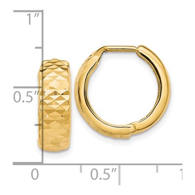 10K Yellow Gold 16mm Diamond-Cut Huggie Hoop Earrings – view 5