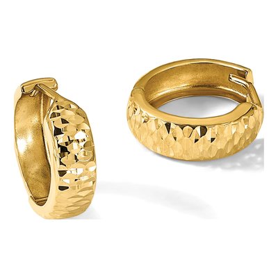 10K Yellow Gold 16mm Diamond-Cut Huggie Hoop Earrings – view 6