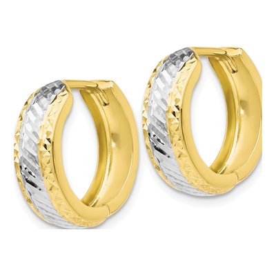 10K Yellow Gold 16mm Diamond-Cut Huggie Hoop Earrings – view 3