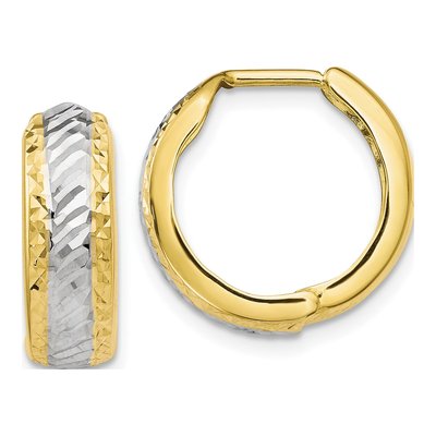 10K Yellow Gold 16mm Diamond-Cut Huggie Hoop Earrings