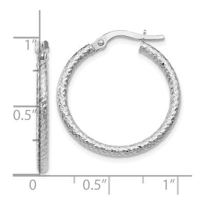 10K White Gold 25mm Textured Hoop Earrings – view 5