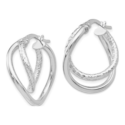 10K White Gold Fancy Hoop Earrings – view 3