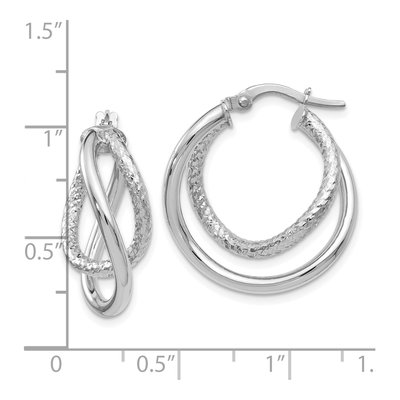 10K White Gold Fancy Hoop Earrings – view 4