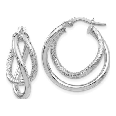 10K White Gold Fancy Hoop Earrings