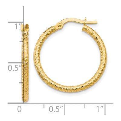 10K Yellow Gold 25mm Textured Hoop Earrings – view 5