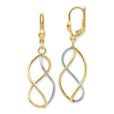 10K Yellow Gold Twisted Leverback Earrings