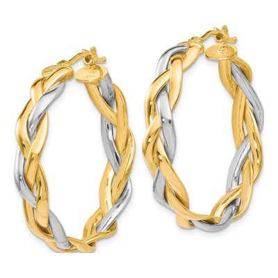 10K Yellow Gold 32mm Braided Hoop Earrings – view 3