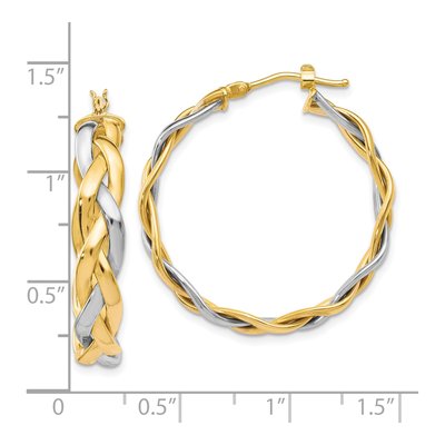 10K Yellow Gold 32mm Braided Hoop Earrings – view 5