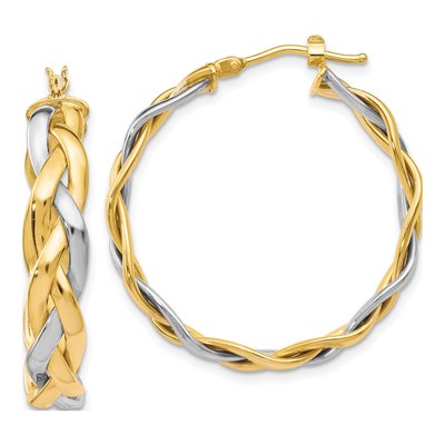 10K Yellow Gold 32mm Braided Hoop Earrings