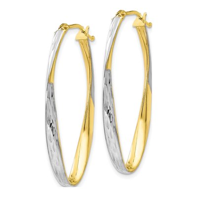 10K Yellow Gold Diamond-Cut Hoop Earrings – view 3