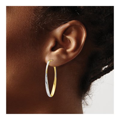 10K Yellow Gold Diamond-Cut Hoop Earrings – view 4