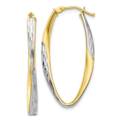 10K Yellow Gold Diamond-Cut Hoop Earrings