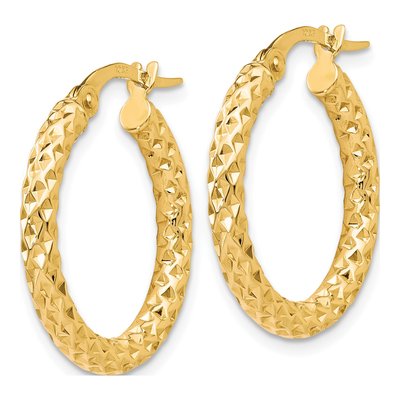 10K Yellow Gold 20mm Diamond-Cut Hoop Earrings – view 3