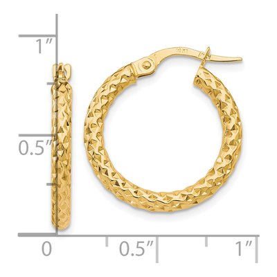 10K Yellow Gold 20mm Diamond-Cut Hoop Earrings – view 5