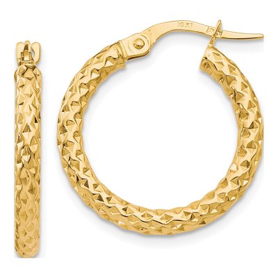 10K Yellow Gold 20mm Diamond-Cut Hoop Earrings