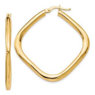 10K Yellow Gold 42mm Square Hoop Earrings