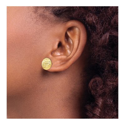 10K Yellow Gold Diamond-Cut Button Stud Earrings – view 4
