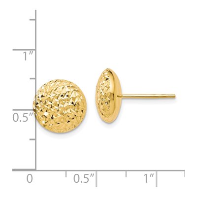 10K Yellow Gold Diamond-Cut Button Stud Earrings – view 5
