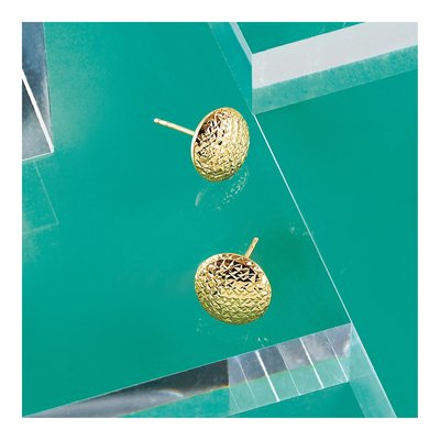 10K Yellow Gold Diamond-Cut Button Stud Earrings – view 6