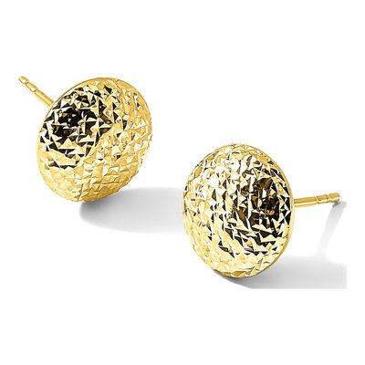10K Yellow Gold Diamond-Cut Button Stud Earrings – view 7