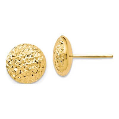 10K Yellow Gold Diamond-Cut Button Stud Earrings