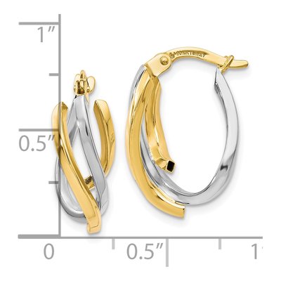 10K Two-Tone Gold Twisted Hoop Earrings – view 5
