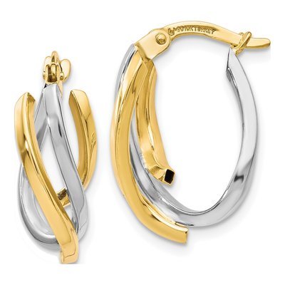 10K Two-Tone Gold Twisted Hoop Earrings