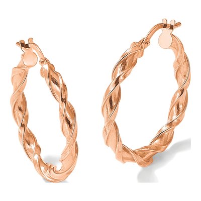 10K Rose Gold 27mm Twisted Hoop Earrings – view 6